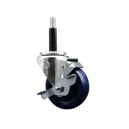 Service Caster 3.5'' SS Solid Poly Swivel 3/4'' Expanding Stem Caster with Brake SCC-SSEX20S3514-SPUS-TLB-34